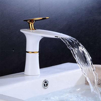 China Thermostatic Faucets Contemporary Single Handle Toilet Water Faucet White Gold Basin Faucet for sale