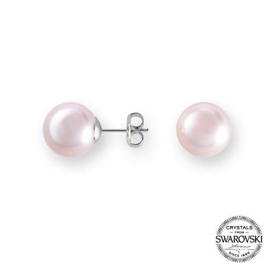 China CLASSIC PEARL - 925 Sterling Silver Earrings with Crystal Pearls - pink for sale