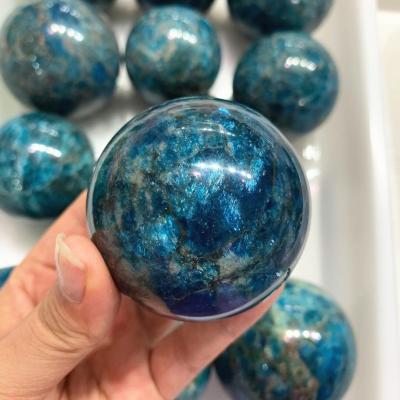 China High Quality Natural Blue Stone Healing Ball Europe Apatite Crystal Sphere For Fengshui Decoration Crafts for sale