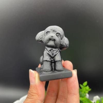 China Europe Obsidian Teddy Dog Crafts Cheap Folk Animals Natural Crystal Carving Gifts For Home Decoration for sale