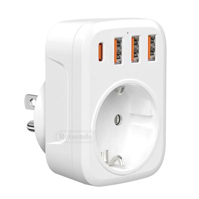 China Reisende Wall Socket New 3USB-1 Type-C-1Socket German-French Multi-Extension Residential/Multi-Purpose One-Turn Converter Socket for sale