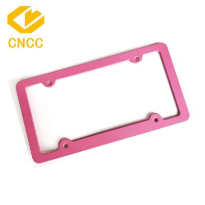 China Car decoration aluminum alloy license plate logo printing cute pink empty car license plate frame for sale