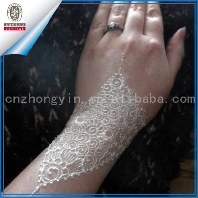 China New Temporary Fashionable Sexy White Lace Henna Tattoo Sticker For Hands for sale