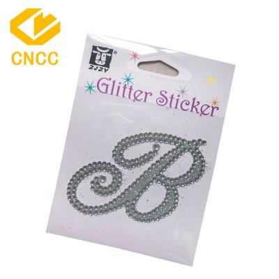 China AB Color Adhesive Glitter Rhinestone Sticker Letter Temporary Custom Number Crystal Sticker for sale