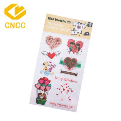 China Children's decorative custom sticker valentine diy heat transfer love heart sticker iron on transfer sticker for clothes for sale