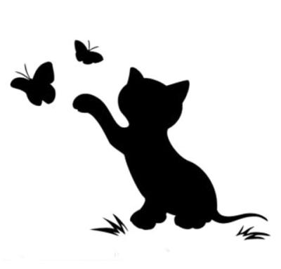 China Decorative Sticker Cat Butterfly Fashion Decor Car Vinyl Decal Black / Silver for sale