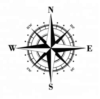 China Waterproof+Eco-friendly Art Design Vinyl Compass Car Stickers Decals Black/Silver for sale