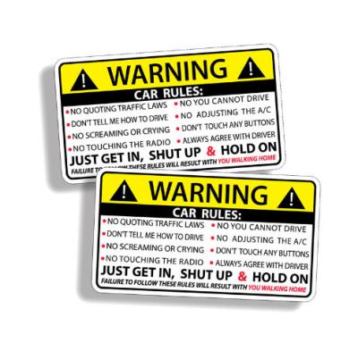 China Car Decorative Safety Warning Sticker Rules Decal PVC Car Sticker for sale