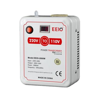 China 2000W220V power to 110V voltage converter used in Japan and American electrical appliances voltage transformer with voltage display for sale