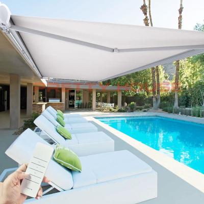 China Windproof Aluminum Waterproof Sunshade Awning Canopy Restaurant Balcony Retractable Awning for sale