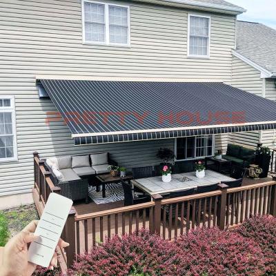 China Windproof Electric Retractable Aluminum Awning Outdoor Patio Waterproof Awning for sale