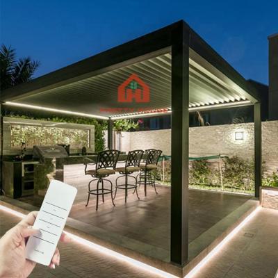 China Snow Resistance Aluminum Adjustable Smart Louvered Roof Waterproof Pergola Easily Assembled for sale