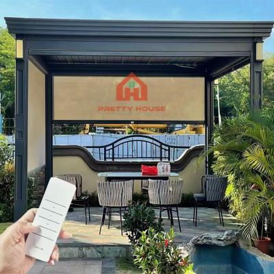 China Easily Assembled Electric Radio Remote Control Waterproof Customized Aluminum Pergola With Zipper Screen for sale