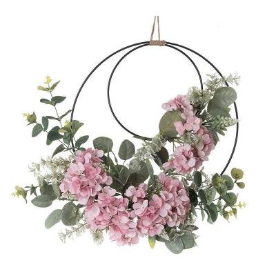 China Customized party decoration processing flower hydrangea double ring artificial wedding decoration design bouquet wall border home decoration for sale