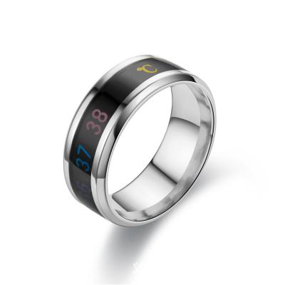 China Fashion best-selling on tiktok stainless steel temperature feeling popular couple ring stall men's temperature display ring for sale