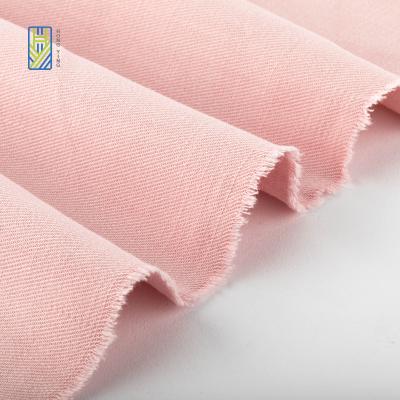 China Factory Hot Selling 100% Cotton Plain Dye Warp And Weft Breathable Sand Both Side Bunched Twill Fabric Washed Pants Shorts Materials for sale