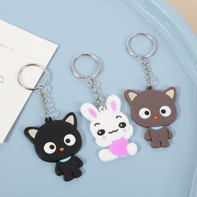 China Plastic Rabbit Logo Custom Design Cartoon Rubber Animal OEM 3D PVC Silicone Keychains for sale