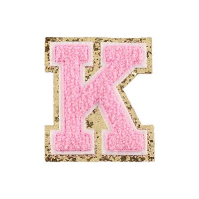 China Viable Hot Sale Factory Direct Custom Chenille Logo Jacket Bling Letter Alphabet Patches for sale