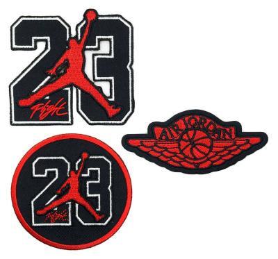 China The iron on symbol of no. 23 Patches Jordan Embroidered Patch Iron On For Clothing Hats Tank Top Basketball Team Logo Patch Sports Custom for sale