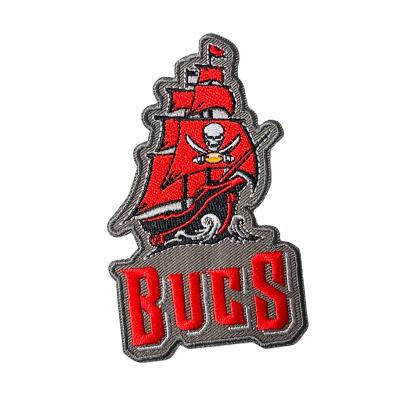 China Iron On Patches Custom Logo Embroidery Tampa Bay Buccaneers Pirate Ship Iron On Embroidered Patch For Hoodie And Hat for sale