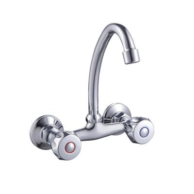 China Wall Mounted Chrome Electric Twin Basin Faucet Lever Handle Mixer Sink Faucet Kitchen Faucets Wall Mounted New for sale