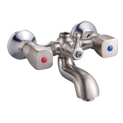 China Without Slide Bar Zinc Brushed Seven Way Square Hand Wheel Faucet for sale