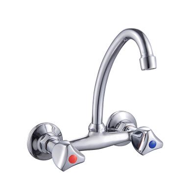 China Swivel Wall Mounted Commercial Sprayer Faucet Mixer Sink Faucet Kitchen Faucets White Silver for sale