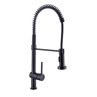 China Sense Faucets Kitchen Spring Faucet Swivel Spout Pull Down Spray Head Mixer Tap Brushed Black for sale