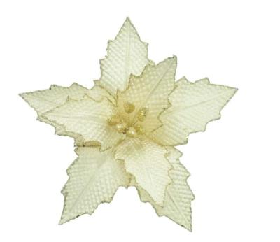 China 2020 New Christmas Decorations Gold Glitter Poinsettia Flowers Christmas Wreath Tree Ornaments Wholesale for sale