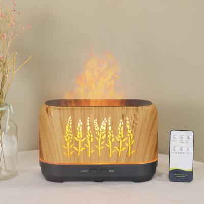 China Color Changing Tuya Warm USB Electric Humidifier Humidifiers Air LED Light Flame Aroma Oil Diffuser Wooden Essential Type for sale