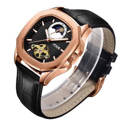 China China Gold Tourbillon Flying Movement Gold Moon Phase Fashion Waterproof Luxury Square Mens Automatic Wrist Mechanical Watch for sale