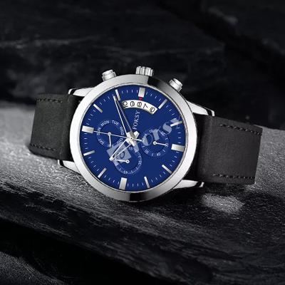 China Blue Face Full Logo Luxury Quartz Watch Manufacturer Custom Low MOQ OEM Price Water Resistant Leather Strap Wholesale Cheap Supplier for sale