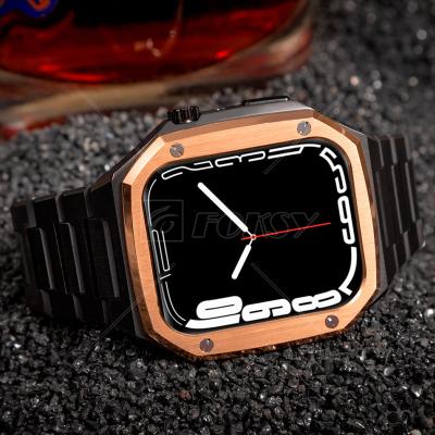 China Watch Case For Apple FOKSY Custom Logo Silicone Band Rubber Metal And Cover Strap Used Luxury Watch Case For Apple Iwatch Smart Series 7 for sale