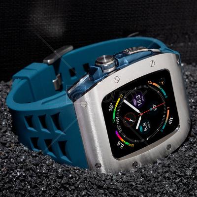 China Watch Case For Apple Stainless Steel Band Strap Screen Cover Protector Leather Watch Case For Apple Men Iwatch Series 7 Protector 6 5 4 for sale