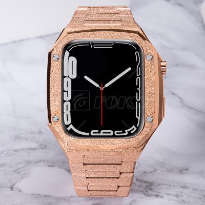 China Watch Case For Apple Original Designer Custom Logo Luxury Silicone Band Strap And Metal Watch Case For Apple Smart 7 6 5 4 3 Series for sale