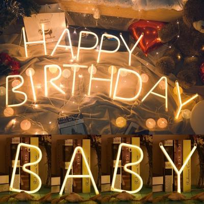 China Buildings Happy Birthday Neon Sign China Manufacturer Custom Bar Acrylic LED Letters Light Neon Sign For Wedding Birthday Party Decoration for sale