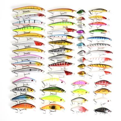 China One-stop Service 56PCS Mixed Fish Kit Minnow Wobblers Crankbait Bait Hard Tackle Artificial Fishing Set for sale