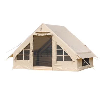 China Large Air Family Automatic Luxury Waterproof Cotton Canvas Portable Inflatable Glamping Tent 3-4 Person Tent for sale