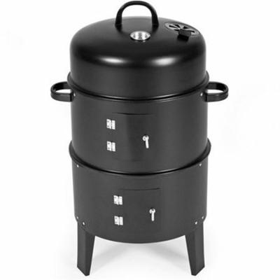 China Easy Carrying 3 Layers Vertical BBQ Camping Barrel Tower Smoker Charcoal Grill for sale