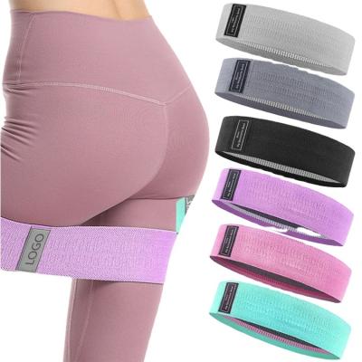 China Low New Design Thickened Logo Exercise Band Hip Circle Custom MOQ Printed Fabric Booty Band Gym Fitness Glute Resistance Bands for sale