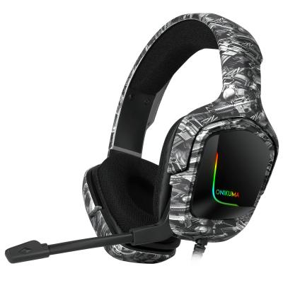 China ONIKUMA K20 Headband Camouflage Gaming Headset With Microphone RGB Light Noise Canceling Gaming Earphone For XBOX ONE PS4 for sale