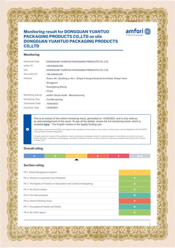 BSCI - Dongguan Yuantuo Packaging Products Co.,Ltd