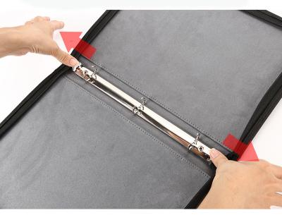 China Trading 3 Ringbuch Reißverschluss 25 Seiten 9 Pocket Card Binder PU-Leder zu verkaufen