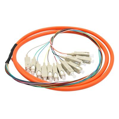 China mm sc/upc simplex single mode fiber optic pigtail, 1m 12core duplex om1 ribbon sc apc sc fiber optic pigtail QYPTSC-006 for sale