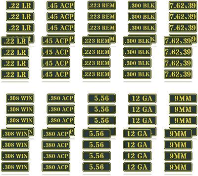 China Gun Accessories Vinyl Skin Decal Molon Ammo Can Sticker Mark 32 Pcs/Set Variety .22 .223 .308 .30 .357 9MM .380 .40 .45 5.56 7.62 12GA for sale