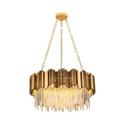 China Modern Modern K9 Crystal Pendant Lighting, Gold Round Crystal Chandelier Luxury Pendant Ceiling Light Fixture for Dining Room for sale