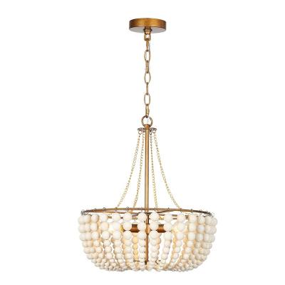 China Modern Wooden Beaded Chandelier Light Fixture, Island Pendant Light Rustic Vintage Boho Lamp Farmhouse Kitchen Hanging Light for sale