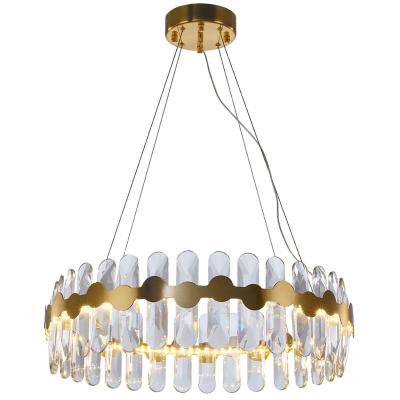 China Modern Crystal Chandelier Contemporary LED Gold 3-Color Chandelier Changing Crystal Pendant Chandelier for Living Room, Bedroom, for sale