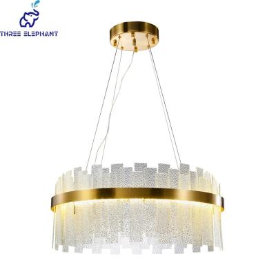 China Modern Gold Chandelier, LED Crystal Chandelier for Dining Room Round Crystal Ceiling Hanging Light Fixture for Living Room for sale