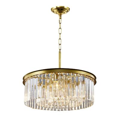 China Modern Gold Chandelier, LED Crystal Chandelier for Dining Room Round Crystal Ceiling Hanging Light Fixture for Living Room for sale